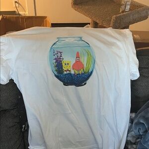 SpongeBob and Patrick Fishbowl White T-Shirt